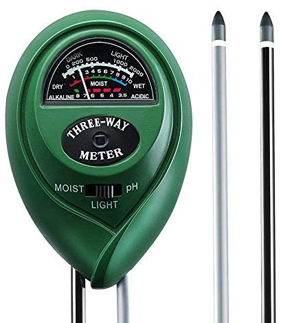 Medidor de pH de suelo, 3 en 1, probador de suelo de plantas, probador de luz y pH de acidez, kit de probador de suelo vegetal para jardín, interior y exterior (no necesita batería)