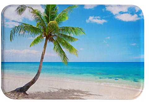 A.Monamour Badematten Badteppiche Badvorleger Tropischer Strand Mit Kokospalme Thailand KOH Lanta Insel Natur Landschaft Saugfähigen Flanell rutschfeste Renner Teppiche Tür Matte 40x60cm