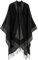 Lachi Damen Poncho Schal Winter Cape Elegant Warm Wolle Schultertuch Mode Schwarz Fransen 130 * 150CM
