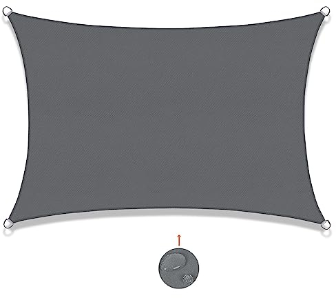 SUNNY GUARD Sonnensegel Wasserdicht 2x4m Rechteckig Sonnenschutz Wetterschutz Segel Baldachin UV Schutz für Balkon Terrasse Garten, Grau Anthrazit