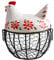 Kitchen Storage Metal Wire Egg Basket with Ceramic Farm Chicken Cover Fresh Egg Holder/Organizer Case/Container