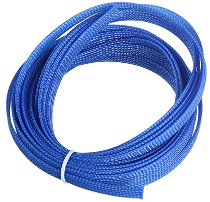 Othmro PET Braided Expandable Sleeving Wrap 10mm x 5m Blue Cable Management Sleeve Cord Organizer for Wrap Protect Cables