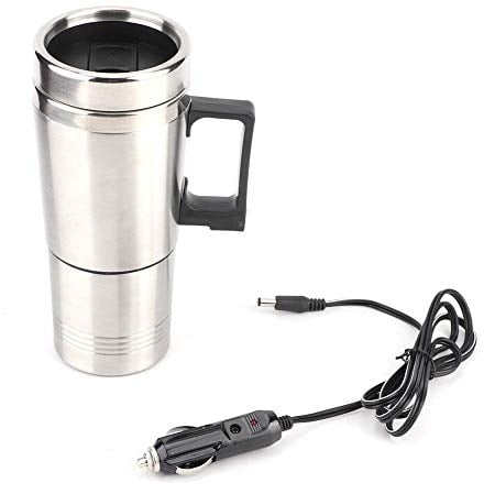 KIMISS Tetera eléctrica para coche, hervidor de agua 12V 350ML + 150ML, taza portátil para café y té, calentador rápido y seguro, ideal para viajes