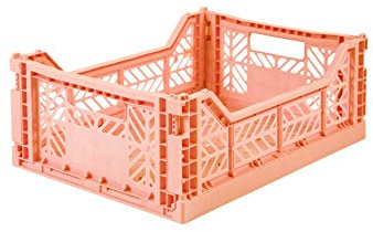 Ay-Kasa Klappkiste, stabile Faltkiste aus Kunststoff, stapelbar, Salmon, Midi (40x30x14cm)
