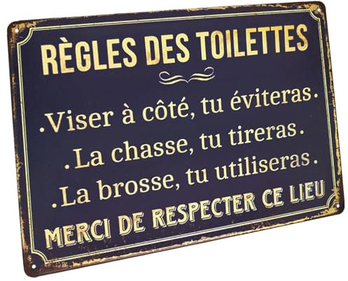 Hioni Règles Des Toilettes, Pancarte En Métal Panneau Poster Plaque Métallique Slogan Art Décor Vintage Pr Maison Café Pub