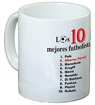 Regalo personalizado para amantes del fútbol: taza ‘Top 10 futbolistas’ personalizable con nombre