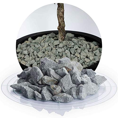 Schicker Mineral Diabas Ziersplitt grau 25 kg, Naturstein, Splitt für Steingärten, Beet, Gartenteich, Fassadenschutz, Weg- und Terrassengestaltung, robust, witterungsbeständig (Körnung 16-22 mm)