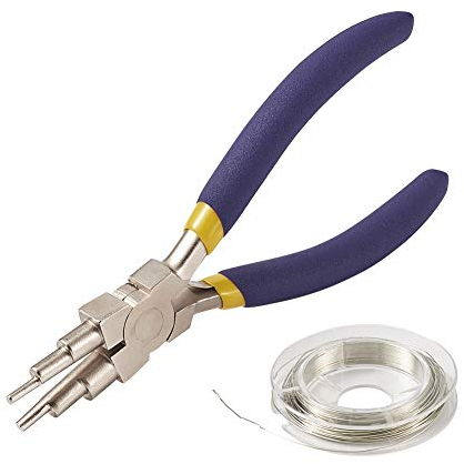 Beadthoven 1 Stück 6-in-1 Drahtschlaufenzange in verschiedenen Größen mit 0,3 mm Kupferdraht-Ösen, Werkzeug zum Herstellen von Ringen, rutschfester Komfort-Griff für 3 mm bis 10 mm Schlaufen