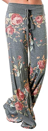 AMYTIS LINGERIE Pyjamahose für Damen, lang, große Größe, dehnbar, bequem, lässig, gerade für Damen, Grau # 0447, 48