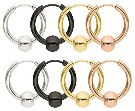 Bishilin Frauen Männer Creolen Ohrringe Edelstahl, Kreise mit Bead Multicolor Ohrringe Nickelfrei für Mädchen Jungen Freunde