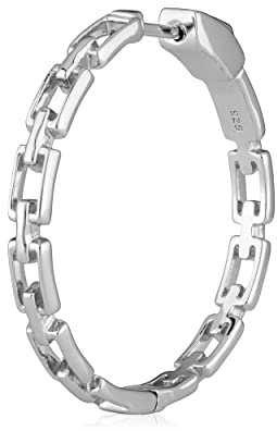 NKlaus Orecchini creoli pieghevoli in argento 925 Ø30mm Orecchini creoli a catena da donna 3837