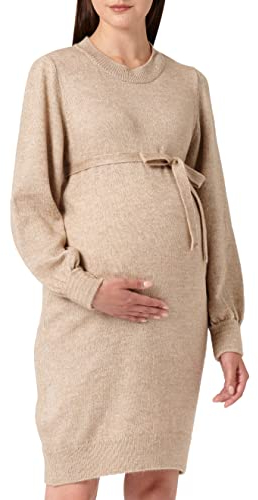 MAMALICIOUS Damen Mlnewanne L/S Abk Knit A. Noos Dress, Natural Melange, M EU