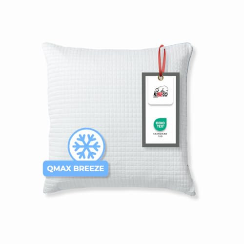 RIBECO GERMANY kühlender Kissenbezug ELSA, kühlender Kopfkissenbezug 80x80 cm, QMAX-Breeze Technologie & kuschelige Baumwollseite, ideale Ergänzung für das Kopfkissen, Made in Germany
