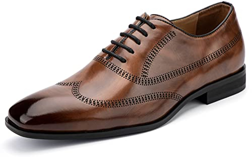 MEIJIANA Herren Oxfords Schuhe Herren Schnürhalbschuhe Klassischer Herren Elegante Schuhe Anzugschuhe Herren, Braun-02, 45 EU (12 UK)