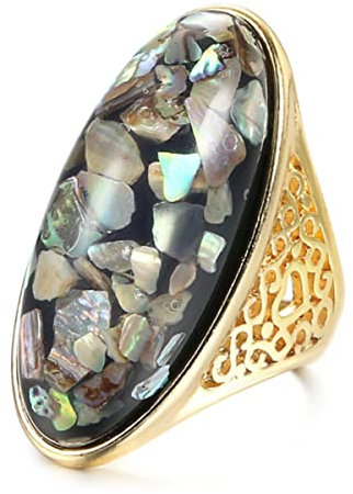 YAHOYA Muschelringe für Frauen Dubai Gold Farbe Hohlmuster Mode Ehering Vintage Schmuck