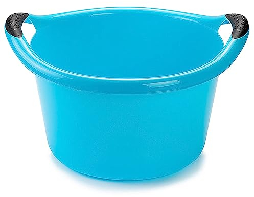 ACAN Tradineur - Cubo, Barreño, Tina Multiusos - Fabricado en plástico - Producto y Utensilio de Limpieza - Forma Redonda con Asas - Capacidad de 15 litros - diámetro 39,5 cm - Color Azul