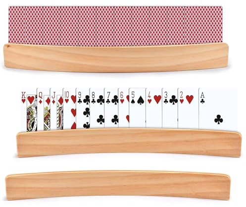 SFSSHUI Porte-cartes à jouer en bois, porte-cartes à jouer mains libres, porte-cartes pour enfants, porte-cartes en bois, pour enfants et personnes âgées.