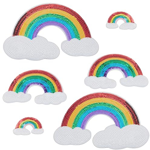INFUNLY 6 Stück Regenbogen-Flicken Zum Aufbügeln Regenbogen-Pailletten-Stoff Aufnäher Mit 3 Größen Zum Aufbügeln Und Nähen Bekleidungszubehör Für Kleidung Jeans Jacken Handtaschen Schuhe DIY-Aufnäher