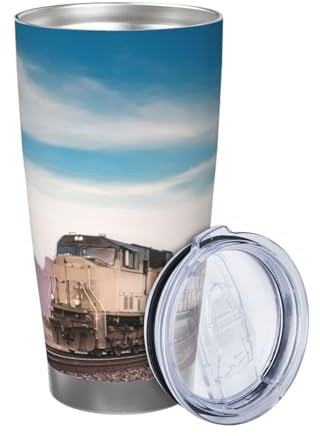 BONDIJ 20oz Tumbler with Lid Train Running Travelling Desert Print Insulated Tumbler Stainless Steel Insulated Cups Vacuum Insulated Coffee Ice Cup Double Wall Car Travel Mug for Car Office Desk Home