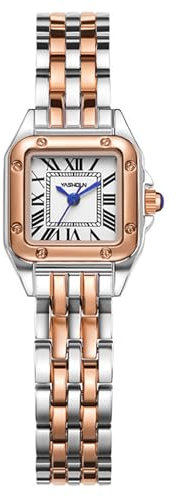 SLYHHZHMY Montres à Tempérament pour Femmes, Montres à Cadran Carré, Montres à Quartz étanches (Or Rose)