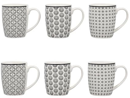 NOVASTYL - Lot 6 mugs graphik 32cl en porcelaine new bone - 2414133