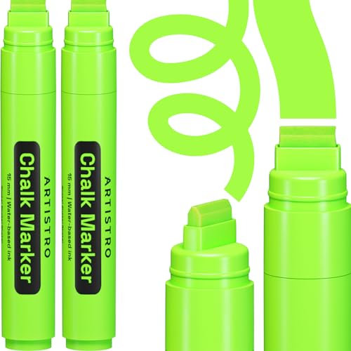 ARTISTRO 2 pennarelli a gesso liquido grandi, 15 mm, cancellabili, per auto, lavagna, vetro, bistrot, facili da cancellare, ideali per la porcellana