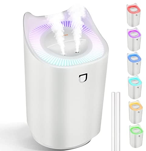 Kihhvlo Humidificador de Silencioso para Bebes, USB 3L 24 Horas Habitacion Vapor Humificadores, 2 Boquillas y 3 Modos para Dormitorio Oficina (Blanco)