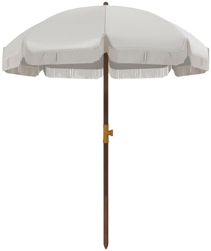 Outsunny Ombrellone da Spiaggia Ø1.9x2.1 m con Borsa di Trasporto, Ombrellone da Mare con 8 Stecche in Metallo e Poliestere 120g/㎡, Protezione UV40+, Grigio Chiaro