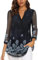 Vafoly Damen Mesh Bluse 3/4 Arm: Blumen Tunika Shirt Elegant - Business Casual Tunika Damen - Doppellagig V-Ausschnitt Oberteile Mesh Locker Longshirt Mode 2024 Schwarz Grau XXL