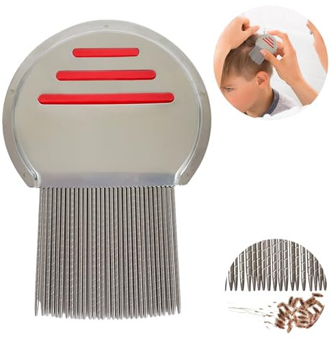 GAEVAZ® Liendrera de Acero Inoxidable para Eliminar Piojos y Liendres Eficazmente | Lendrera Profesional | Peine para Piojos y Liendres Seguro para Niños y Mascotas