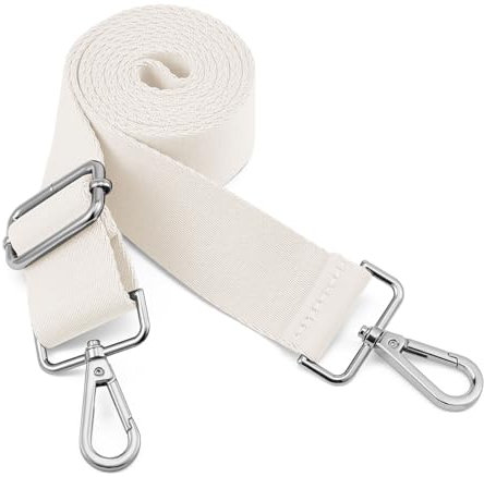 QIUTIMIY Correa de hombro ajustable, gruesa, suave, universal, antideslizante, correa de repuesto con gancho giratorio de metal para bolso bandolera/bolsa de mensajero, Silvery Buckles-beige,