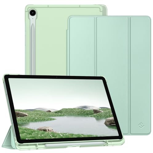 FINTIE SlimShell Case for Samsung Galaxy Tab S10 FE 2025/ S9 FE 10.9 Inch/ S9 11 Inch 2023 Tablet with Pen Holder, Tri-Fold Stand Translucent Back Cover with Auto Wake/Sleep, Mint