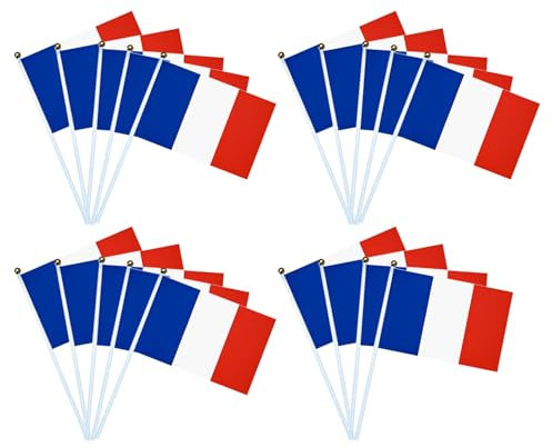 Pequeña Bandera Francesa, 20 Piezas Mini Bandera Francesa Tricolore,Francia Bandera Mini Soporte Francia Para Juegos Olímpicos Fiesta Bar Partidos de Fútbol Evento Deportivo Celebración Decoración