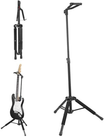 VEVOR Soporte para Trípode para Guitarra Capacidad de Carga de 15 kg, Estante de Exhibición Plegable para Suelo con Altura Ajustable de 900-1200 mm para Guitarra, Acústica Eléctrica Bajo Clásico