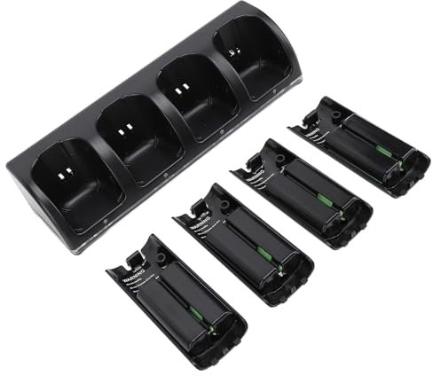 Cuifati Ladestation für Wii-Fernbedienungen mit 4 Wiederaufladbaren Akkus, LED-Anzeige für Wii-Fernbedienung, USB-Kabel und Adapter Im Lieferumfang Enthalten, Controller-Ladestation