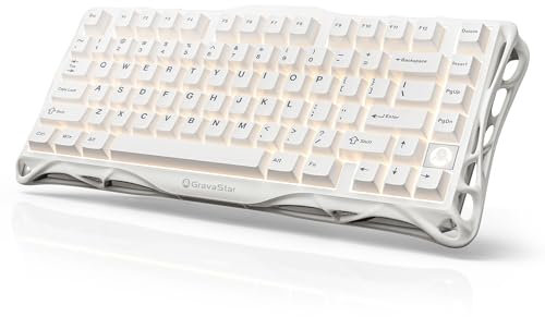 GravaStar Mercury K1 Lite Mechanical Gaming Keyboard, 75% Gasket Hot Swappable Custom Keyboard, Pre-lubed Linear Switches Mechanical Keyboard, RGB Backlit Wireless Keyboard - Snow White