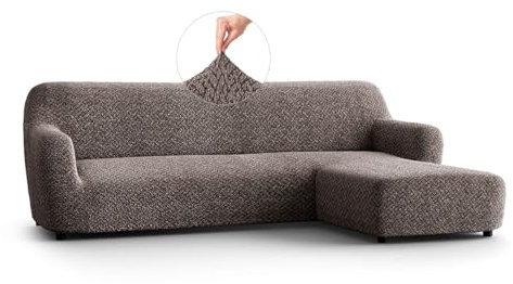 PAULATO - Bezug für Sofas mit rechter Halbinsel, Sofabezug Ecksofa L Form Stretch Mikrofaser, kratzfestes und maschinenwaschbares Gewebe, WavyTech-Technologie, Made in Italy - Venezia Braun