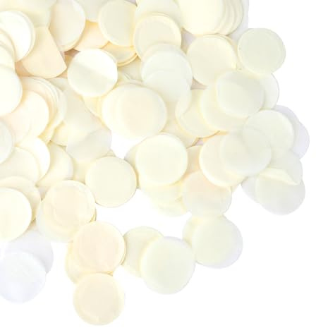 120 00 Stück 2,5 cm weiß beige rund Seidenkonfetti für Hochzeitsfeiern, biologisch abbaubares rundes Seidenpapier-Tischdekor, Verlobungs-Konfetti, Kreispapier für Luftballons, Geburtstagsdekoration,