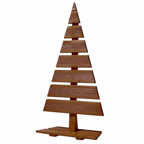 Floranica Holz-Weihnachtsbaum Natur Dekobaum Tanne 90x45cm Weihnachtsdekoration für Drinnen & Draußen Großer Holzbaum aus Lärchenholz Handgefertigt Großer Braun