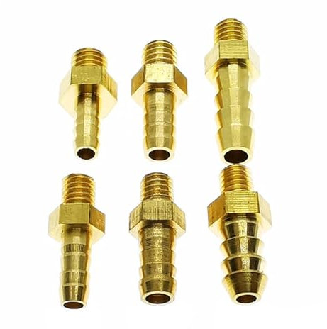 OZXZH 5 PCS Mini Pagode Rohr Armaturen Außengewinde M5 M6 M8 Messing 4 5 6 8 Mm Barb Schlauch Leder Rohr Trachea Stecker(5mm to M6x1)
