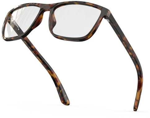 Bloomoak-99% Blaulicht-blockierende Brille-Gaming-Brille-blendfrei-Anti-Ermüdung-geeignet für Bildschirme, Fernseher (Hellgrau - 43% - Rechteckiger Rahmen Schildpatt, Durchsichtig - Day)