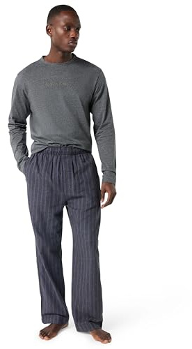 Calvin Klein Men's LS TEE PANT SET LV00NM2955 Set, Multi (CHARCOAL HEATHER TOP w/RACETRACK S), XL
