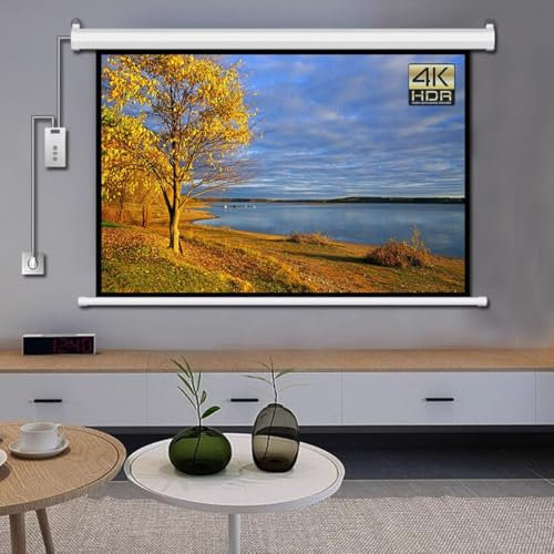60 Pouces Écran De Projection Motorisé 3D 4K 72 Pouces Écran Vidéoprojecteur 4:3 16:9 avec Télécommande Écran De Projecteur pour Home Cinéma, Présentations(60inch(16:9))