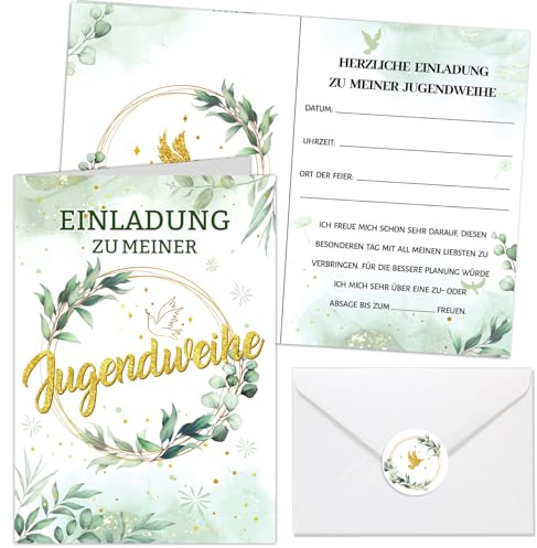 HOWAF 12 Invitation ¨¤ la Confirmation, Cartes d'invitation ¨¤ la Confirmation pour la f¨ºte de Confirmation des gar?ons et des filles