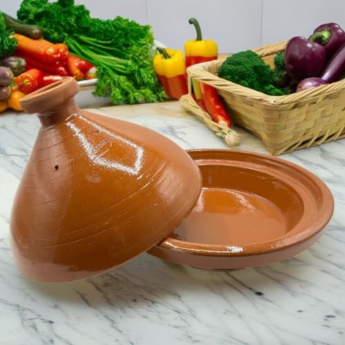 Tajine XL 35 cm in Terracotta Dipinta a Mano – Pentola Tradizionale Marocchina/Tunisina + Ebook Gratuito 1404251131