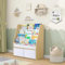 MALLBEST Hängendes Bücherregal für Kinder mit 2 Aufbewahrungsboxen & Spielzeug-Organizer | Natur Massivholz Baby-Bücherregal (WO)