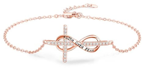 ZIPPICE 925 Sterling Silver Infinity Ankle Bracelet for Women Adjustable Anklet Summer Beach Jewellery Gift Women Girls (Rose Gold)