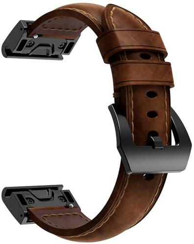 26 mm Lederarmband für Fenix 8/7/6/5, Schnellverschluss-Armband aus PU-Leder für Enduro 3, Schwarz und Braun, Polyurethan
