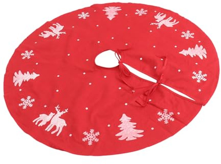 HEALEEP 1pezzi Tappeto Natale Color Vino Rosso Gonna Per Albero Natale in Cervo o Eclettico