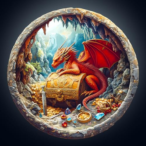 Wooden Puzzles for Adults, 270pcs Dragon's Treasure Wood Puzzle, Unique Animal Shape Puzzles with Wood Box, 34 * 34cm Wooden Puzzle for Family Game and Birthday Gifts for Friend